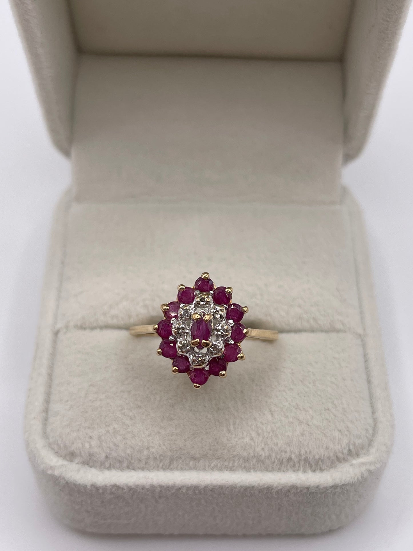 9ct gold ruby and diamond ring
