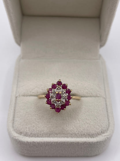9ct gold ruby and diamond ring