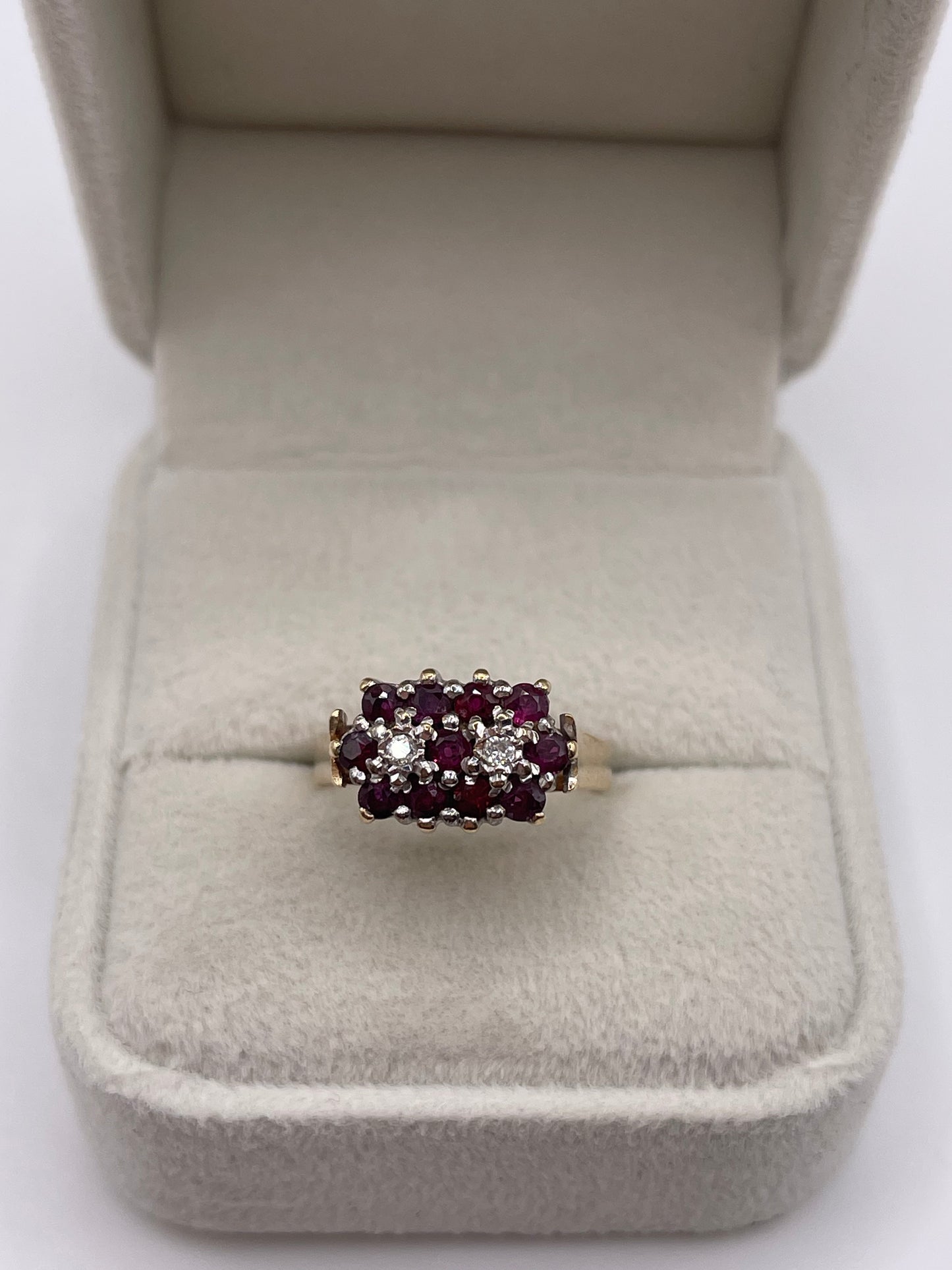 9ct gold ruby and diamond ring