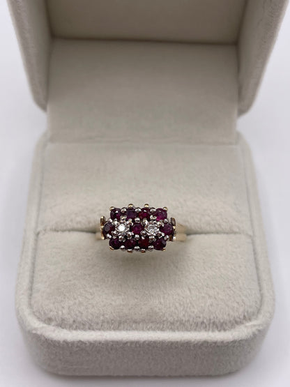 9ct gold ruby and diamond ring