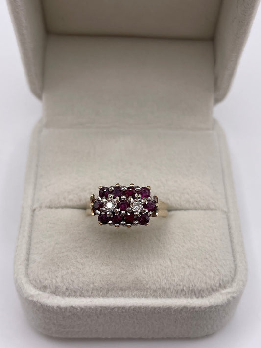 9ct gold ruby and diamond ring