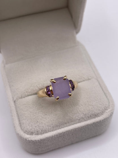 9ct gold jade and amethyst ring