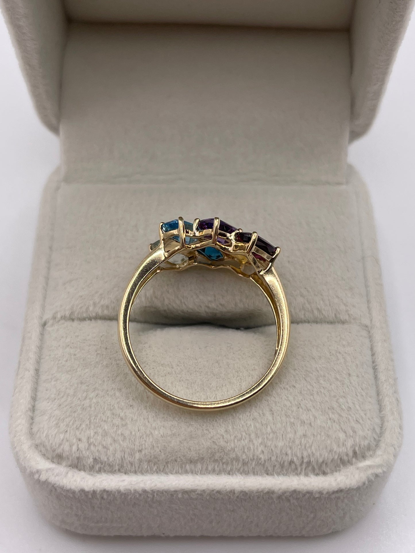 9ct gold multi gemstone cluster ring