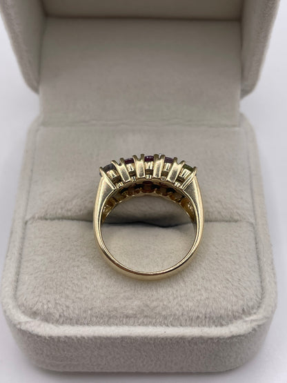 9ct gold multi coloured sapphire and diamond ring