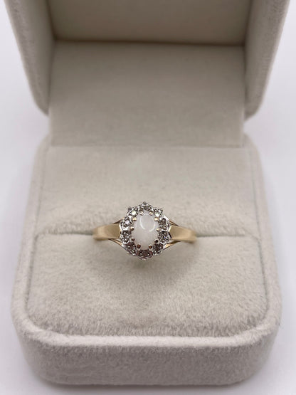 9ct gold opal and diamond ring