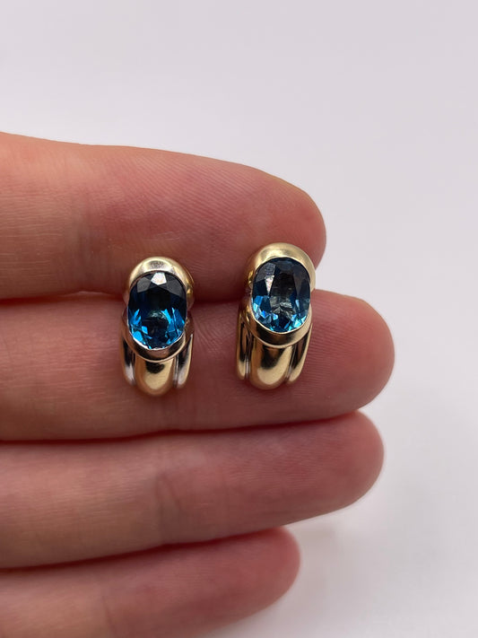 9ct two tone gold topaz earrings