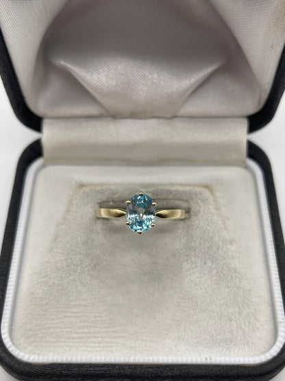 9ct gold blue zircon ring