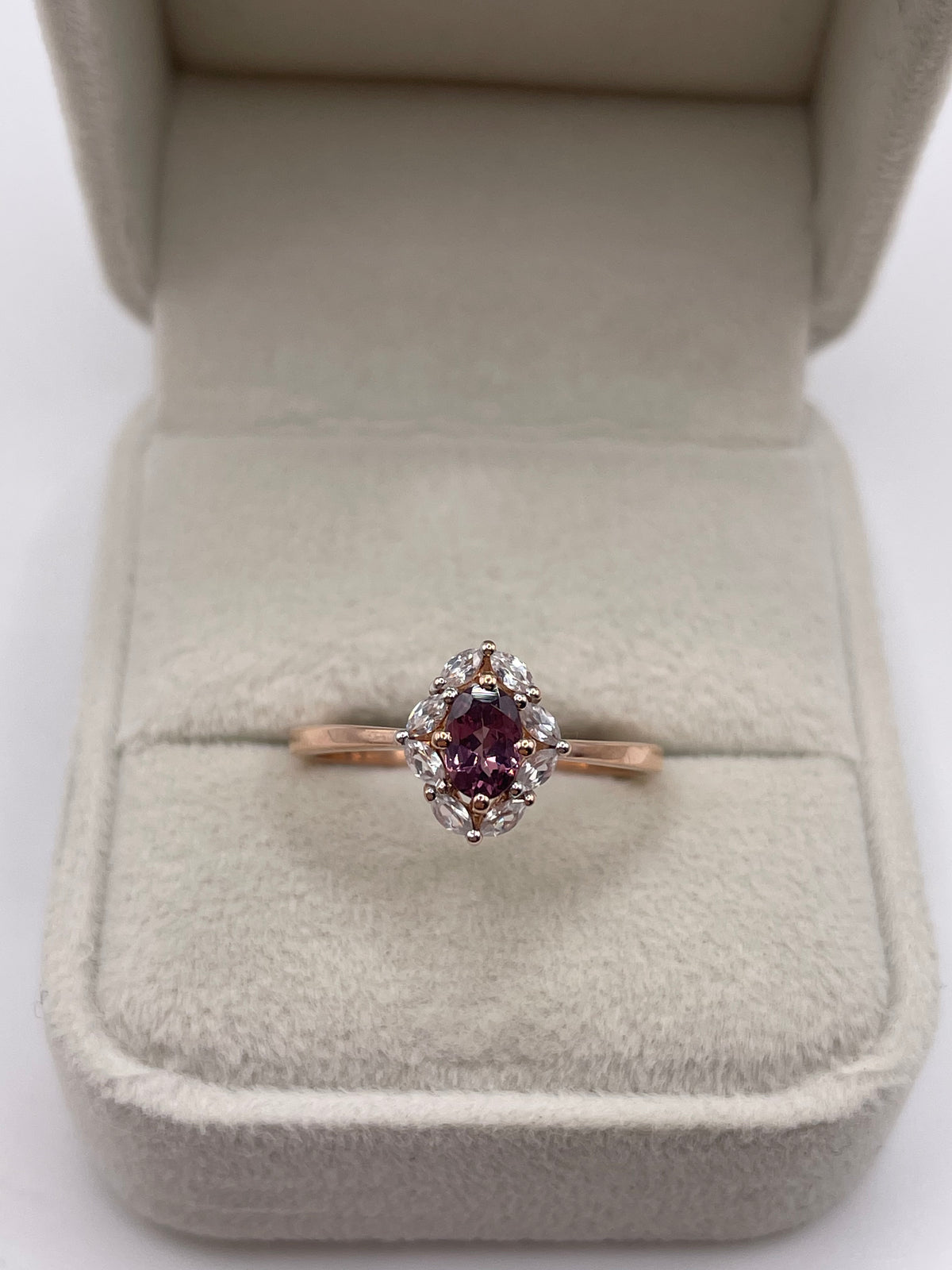 9ct rose gold tourmaline and zircon ring