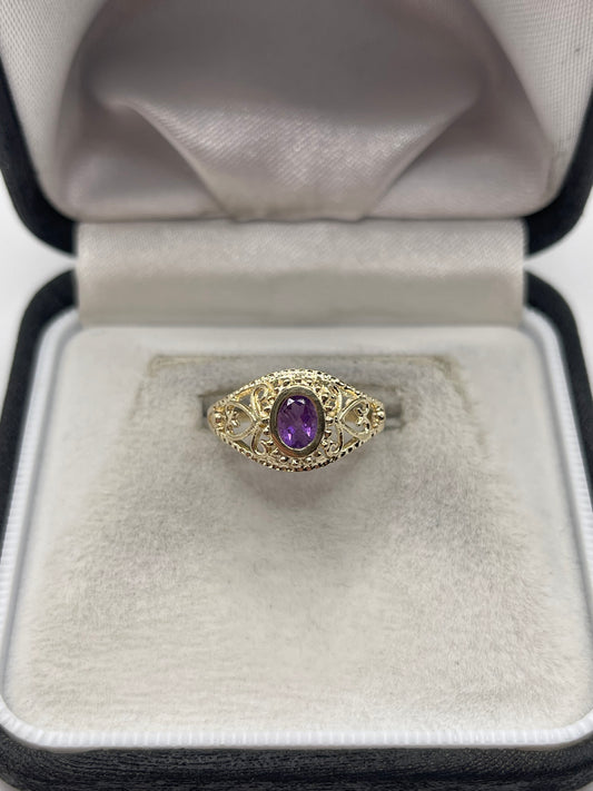 9ct gold amethyst ring