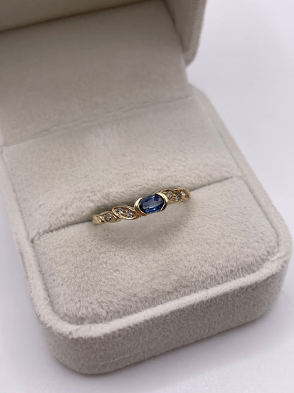 9ct gold kyanite, topaz and diamond ring
