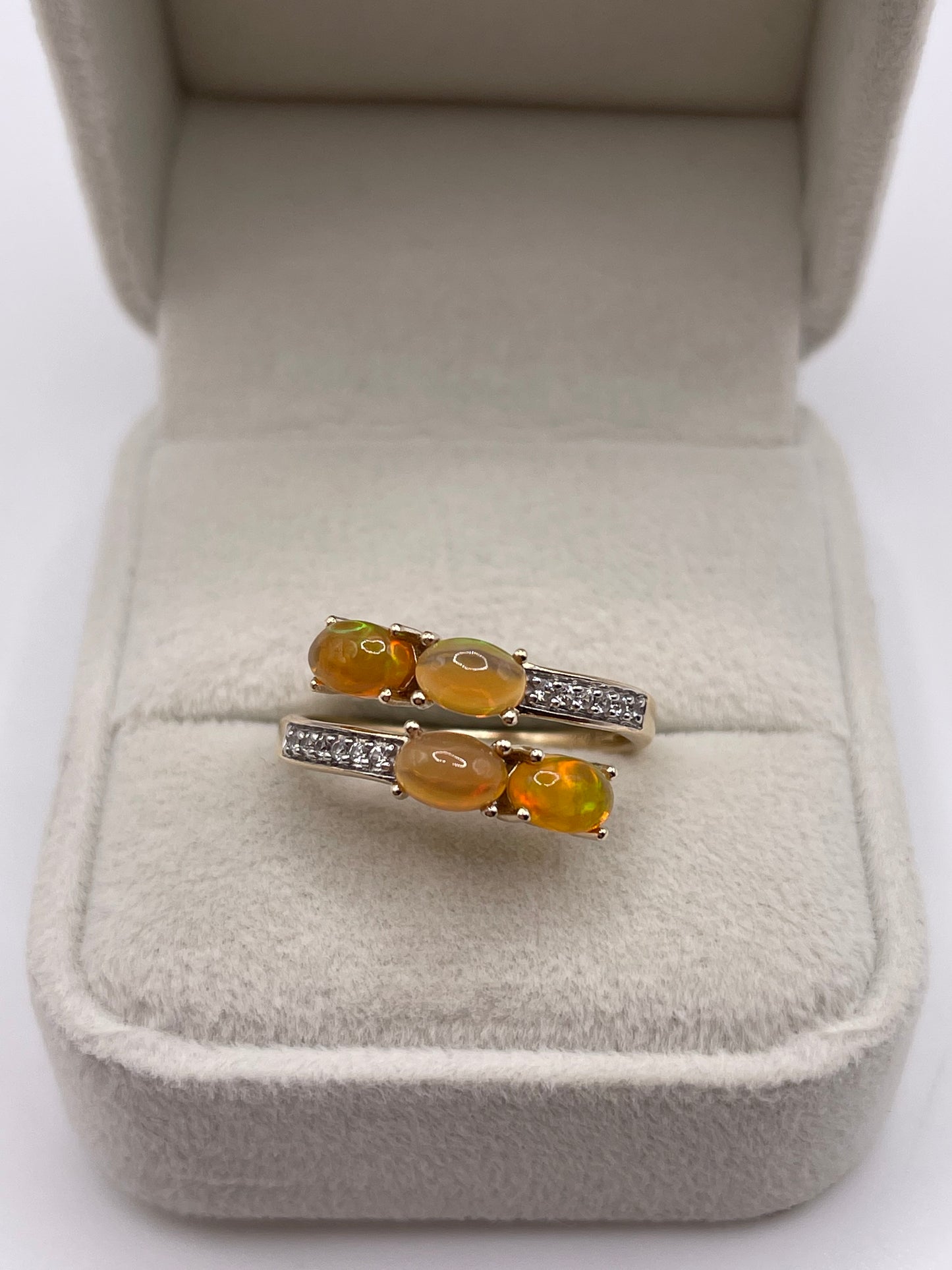 9ct gold opal and zircon ring