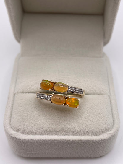 9ct gold opal and zircon ring