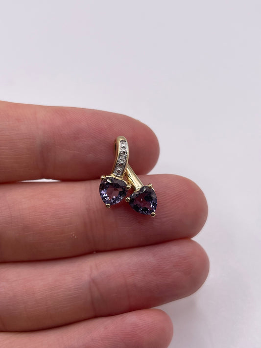 9ct gold iolite and diamond pendant