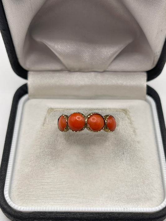 Antique 9ct gold coral ring