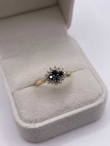 9ct gold sapphire and diamond ring