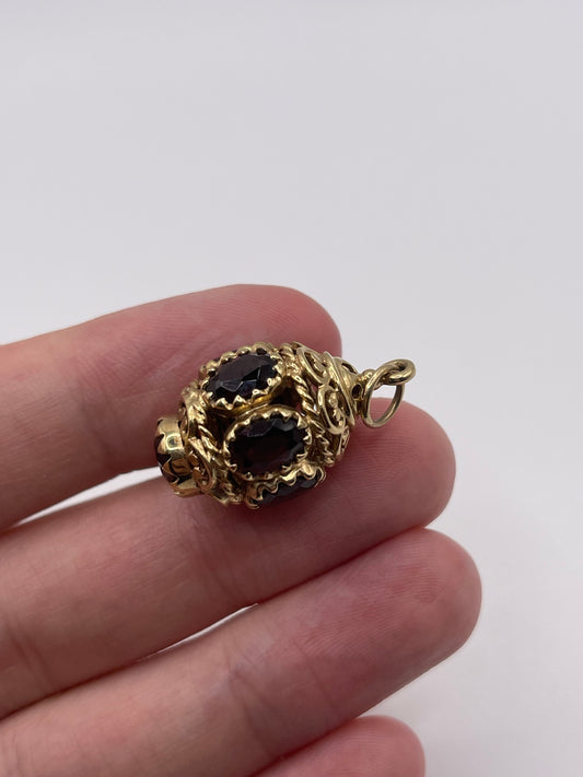 9ct gold garnet lantern pendant