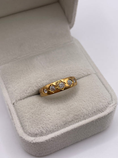 Antique 18ct gold old cut diamond gypsy ring