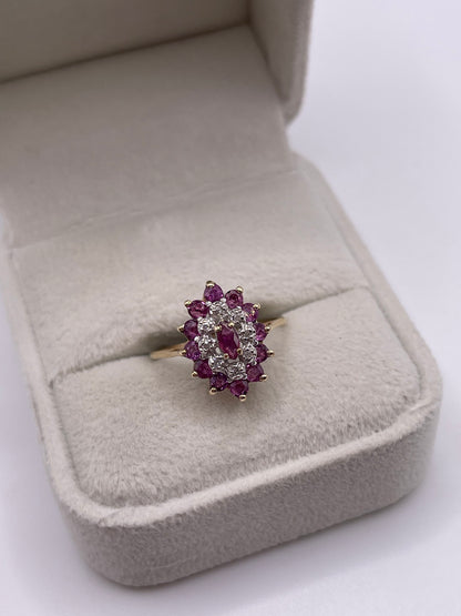 9ct gold ruby and diamond ring