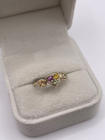 9ct gold multi gemstone cluster ring