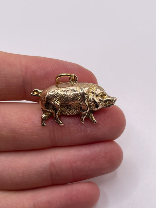 9ct gold pig charm