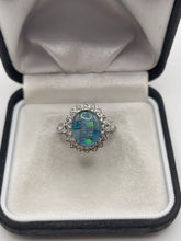 Load image into Gallery viewer, Silver black opal and topaz ring
