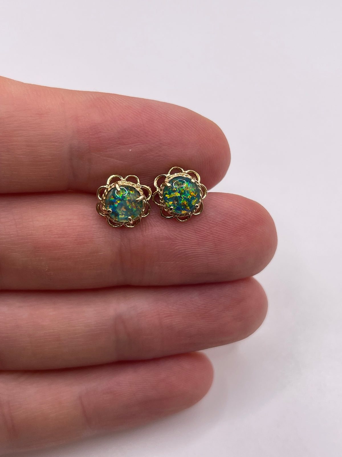 9ct gold opal triplet earrings