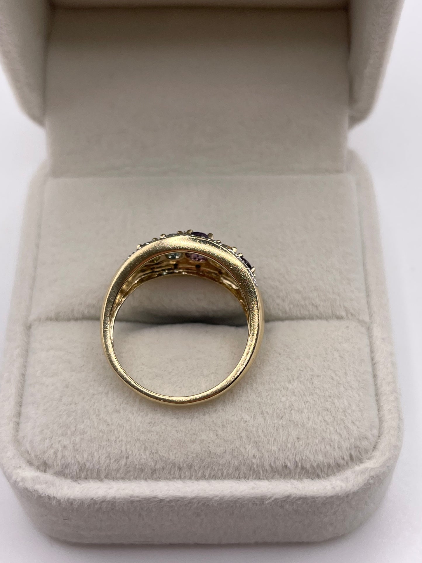 9ct gold multi gemstone and diamond ring