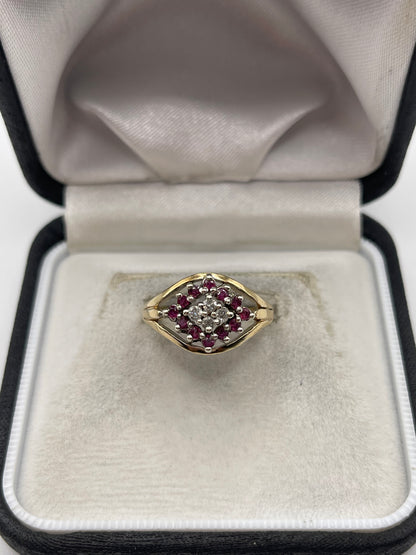 9ct gold ruby and diamond ring