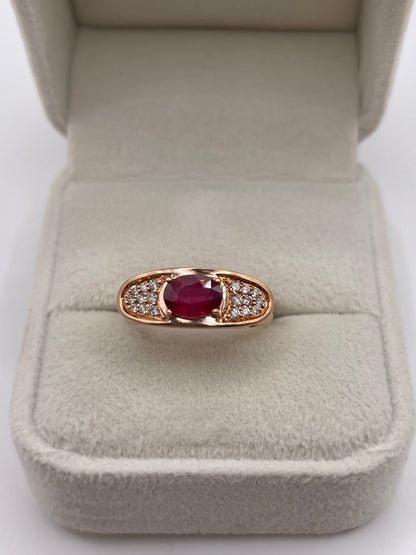 9ct rose gold ruby and diamond ring