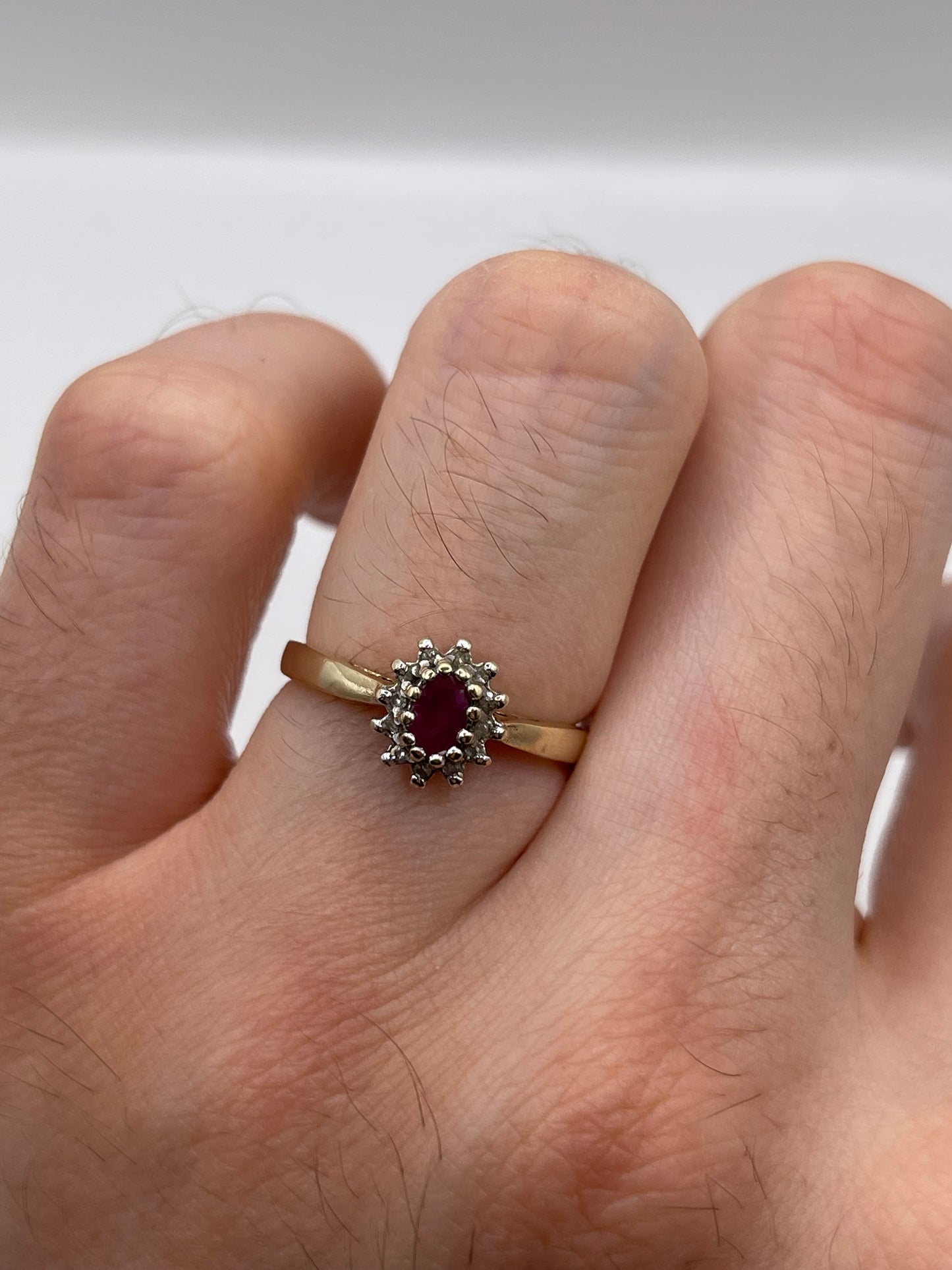 9ct gold ruby and diamond ring