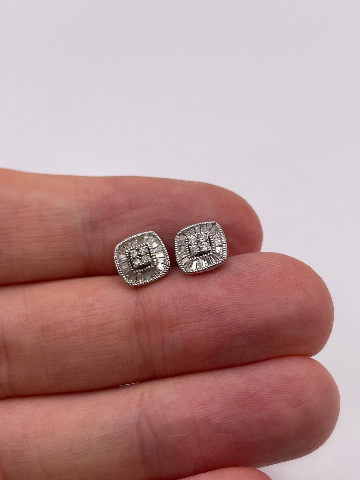 9ct white gold diamond cluster earrings