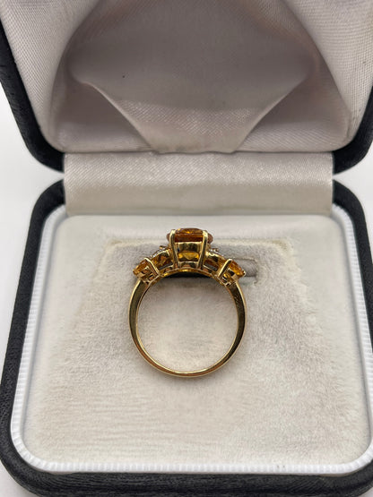 9ct gold citrine and diamond ring