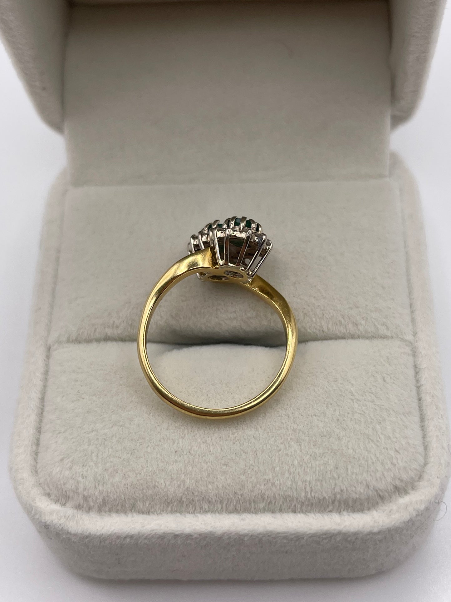 18ct gold emerald and diamond ring