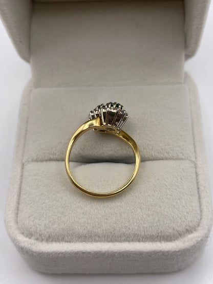18ct gold emerald and diamond ring