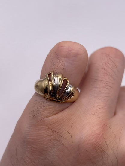 9ct two tone gold abstract ring