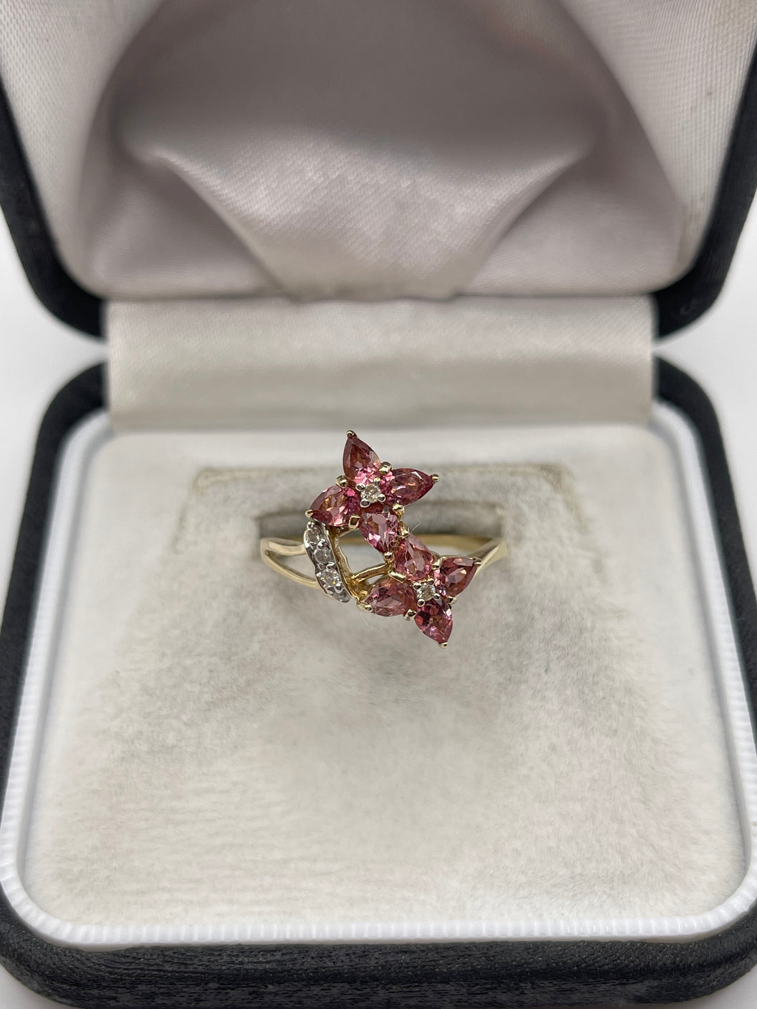 9ct gold tourmaline and diamond ring