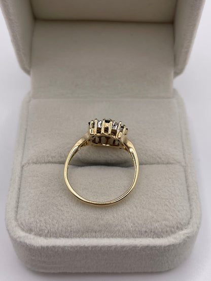 9ct gold sapphire and diamond cluster ring