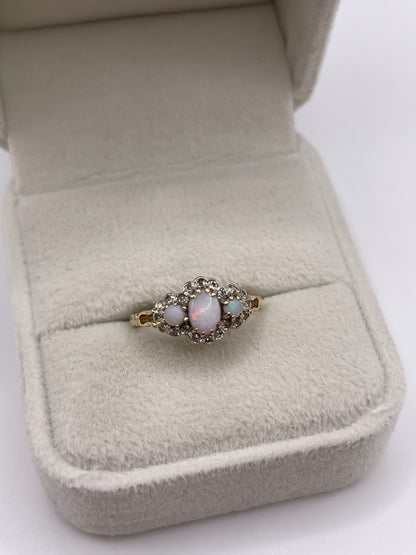 9ct gold opal and diamond ring