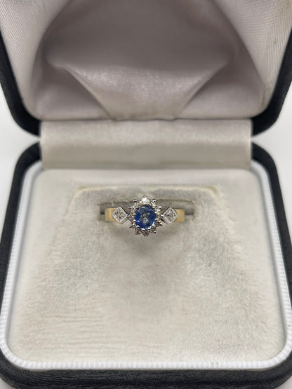 9ct gold sapphire and diamond ring