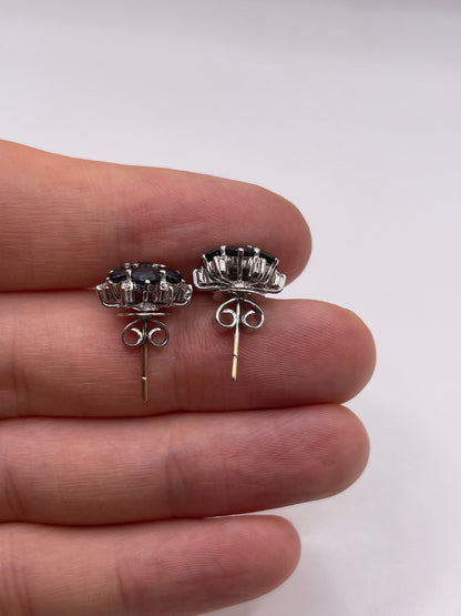 18ct white gold sapphire and diamond earrings