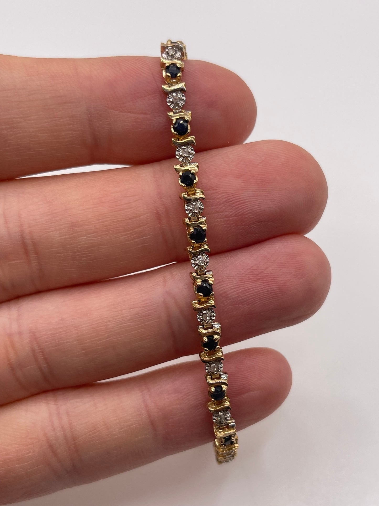 9ct gold sapphire and diamond bracelet