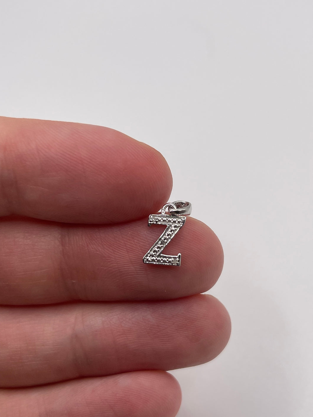 9ct white gold diamond initial Z pendant