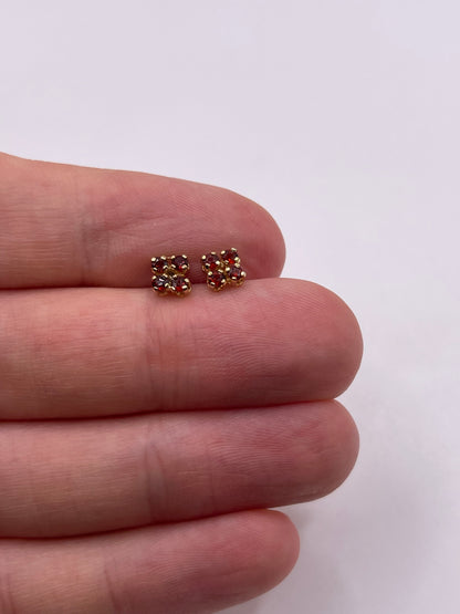 9ct gold garnet earrings
