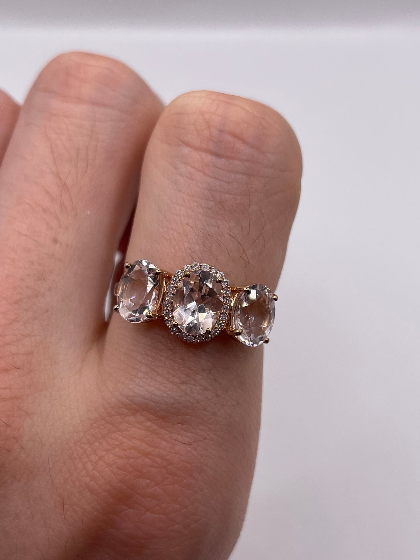 9ct rose gold morganite and diamond ring