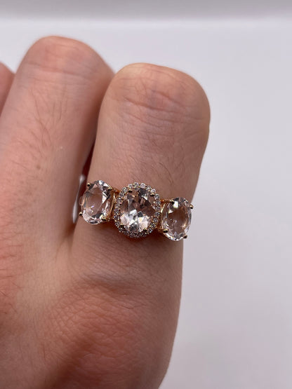 9ct rose gold morganite and diamond ring
