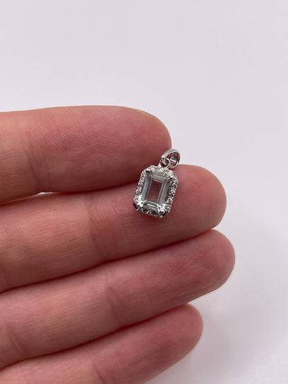 9ct white gold amethyst and zircon pendant