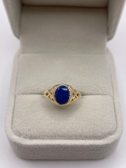 9ct gold lapis lazuli signet ring