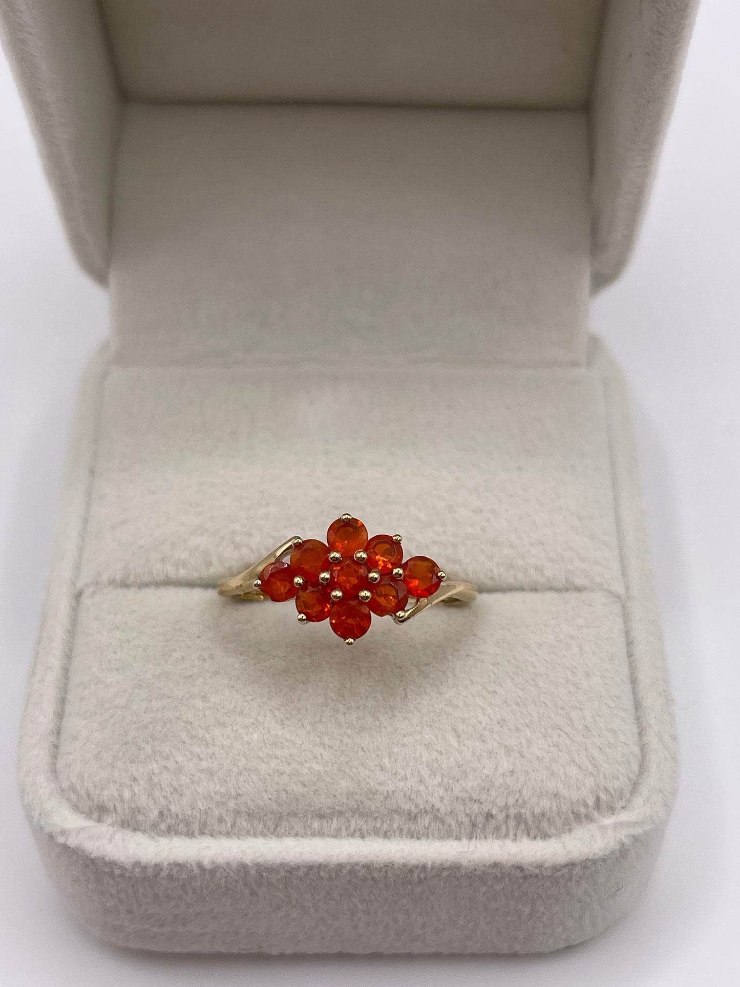 9ct gold fire opal cluster ring