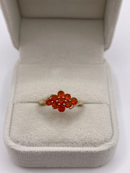 9ct gold fire opal cluster ring