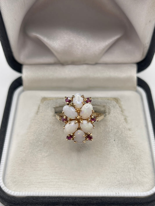 9ct gold ruby and opal ring